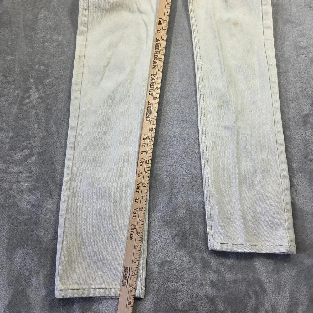 Vintage 70s Levis Made USA White Straight Leg Denim Jeans 29x34‎ Retro Thrashed
